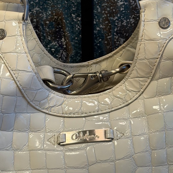 Cole Haan White Croc Embossed Patent Leather Hobo Bag - Picture 4 of 16